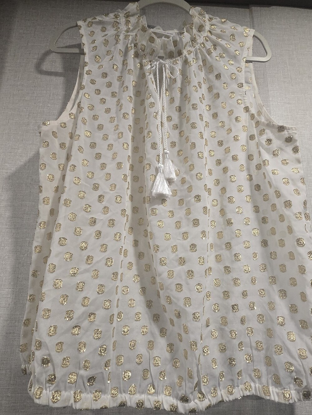7th Avenue Design Studio New York & Company XL White Gold Metallic Polka Dot